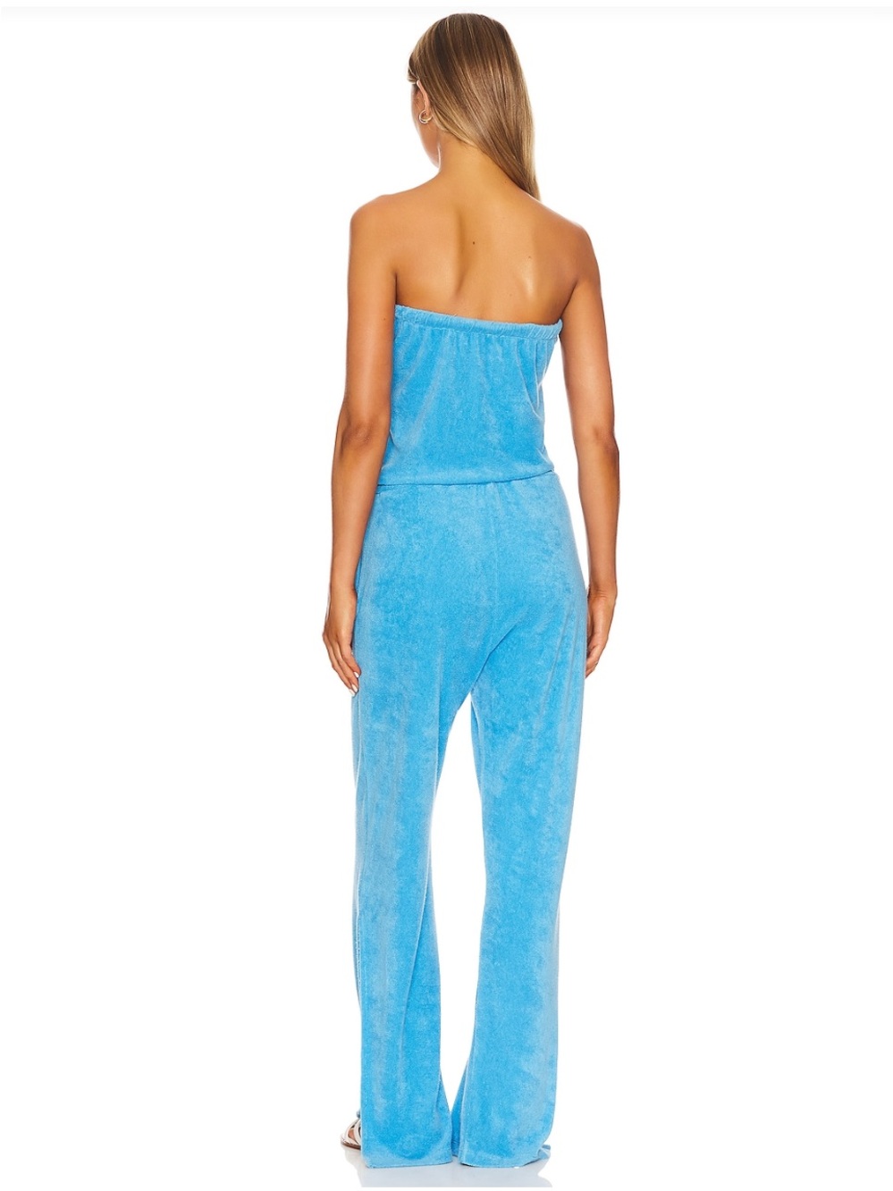 Monrow Sky Blue Strapless Terry Jumpsuit - Picture 3 of 6